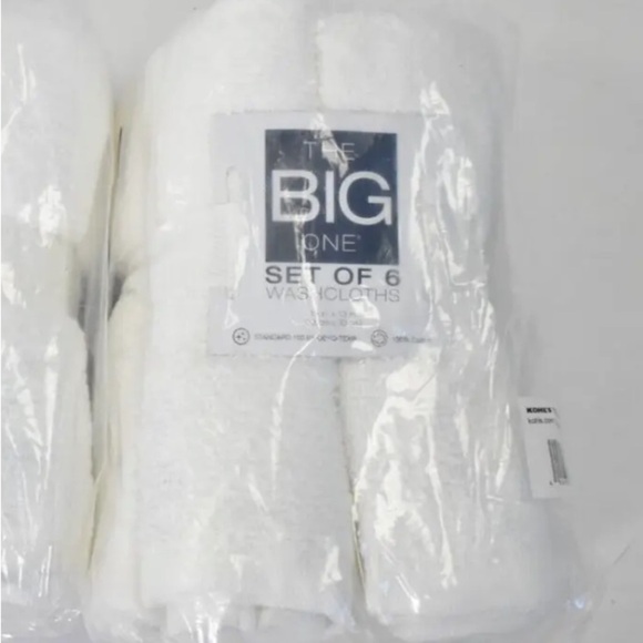 2x The Big One Washcloths Face Cloths 6 Pack 100% Cotton White 13" x 13" - Picture 6 of 6